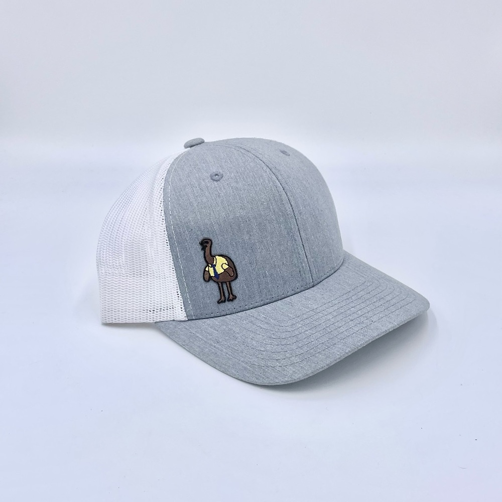NEW Liberty Mutual LiMu Emu Grey White SnapBack Trucker Hat Adult OSFM